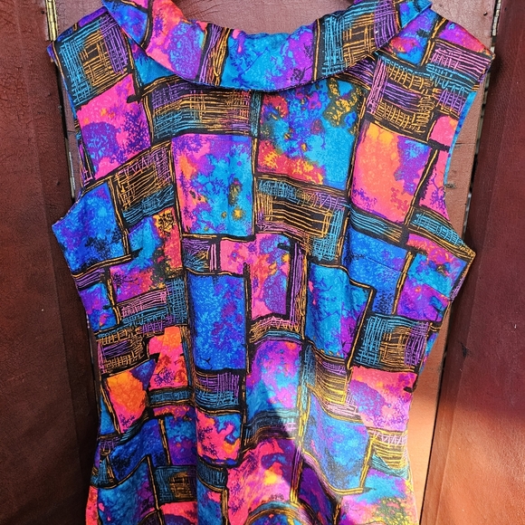Vtg Psychedelic Bright Maxi Sleeveless Dress - Picture 4 of 4